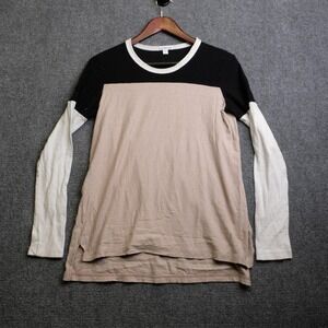 James Perse Shirt Womens 1 Multicolor Colorblock Long Sleeve Tunic Tee Jersey